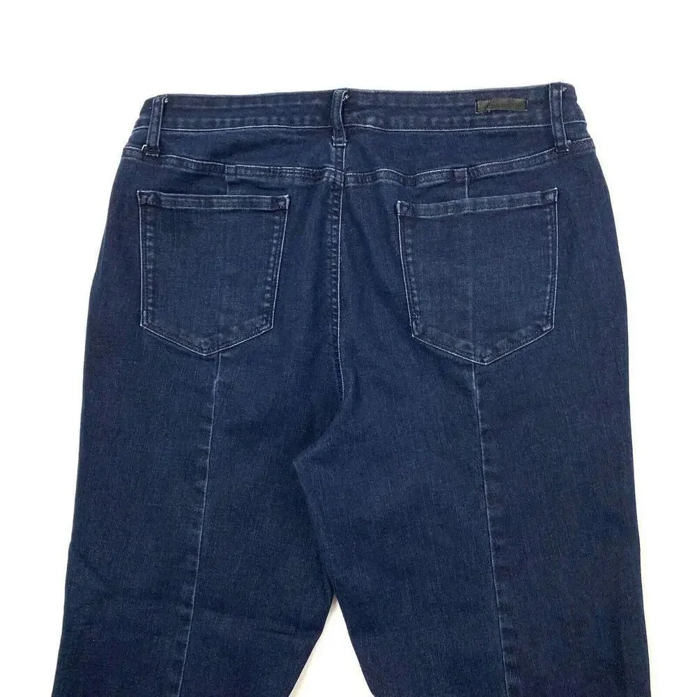 H by Halston Crop‎ Back Seam Slit Raw Hem Women's size 16 Blue Dneim Jeans